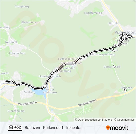 452 bus Line Map