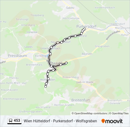 453 bus Line Map