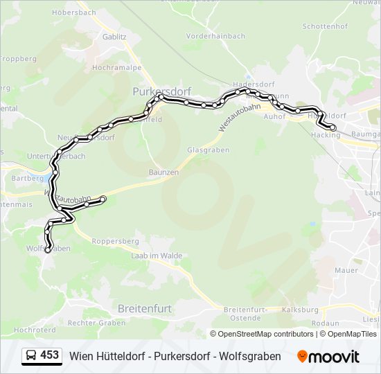 453 bus Line Map