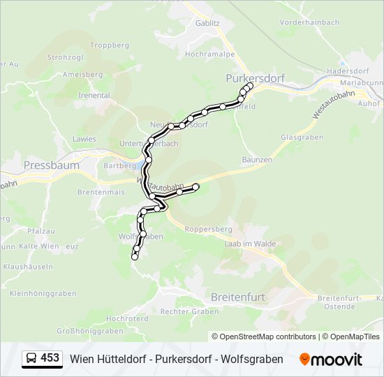 453 bus Line Map