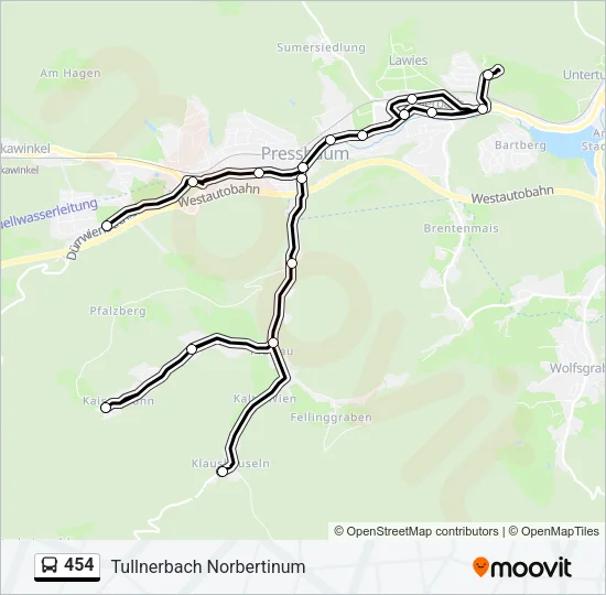 454 Bus Line Map