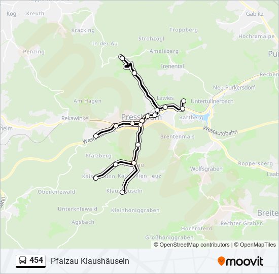 454 bus Line Map