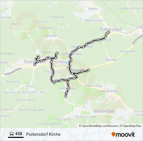 458 Bus Line Map