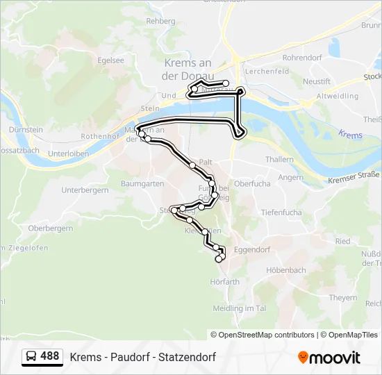 488 Route: Fahrpläne, Haltestellen & Karten - Krems Rechte Kremszeile ...