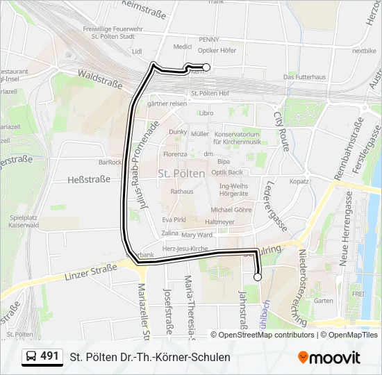 491 Bus Line Map