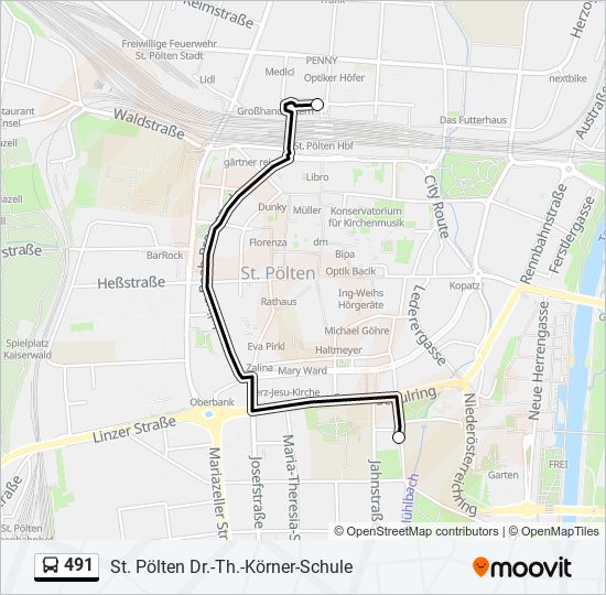 491 bus Line Map