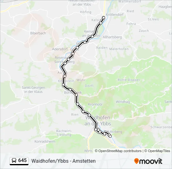 645 Bus Line Map