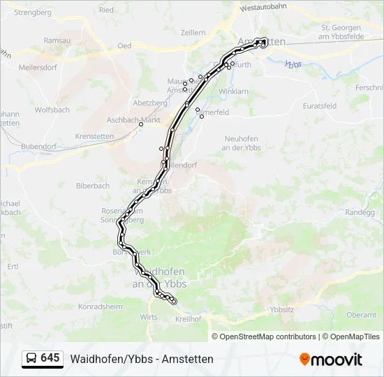 645 Bus Line Map