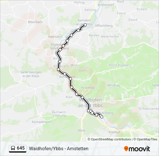 645 Bus Line Map