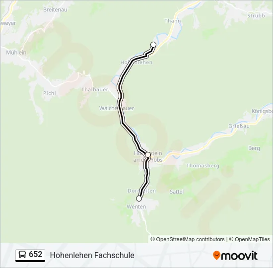 652 Bus Line Map