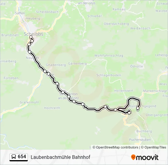 654 Route: Schedules, Stops & Maps - Laubenbachmühle Bahnhof (Updated)