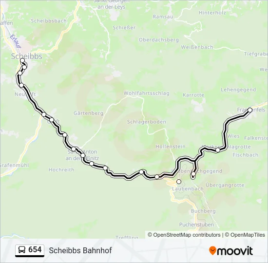 654 Bus Line Map