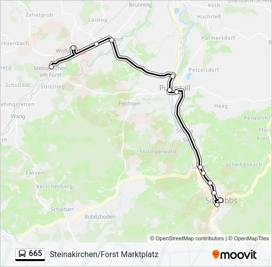 665 Bus Line Map