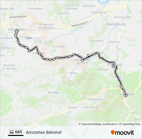 665 Bus Line Map