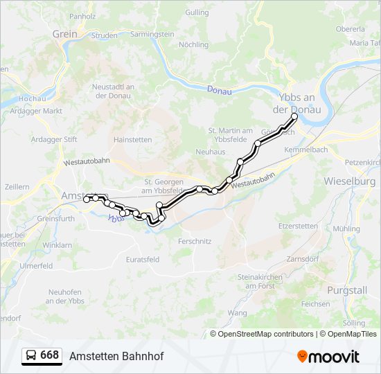 668 bus Line Map