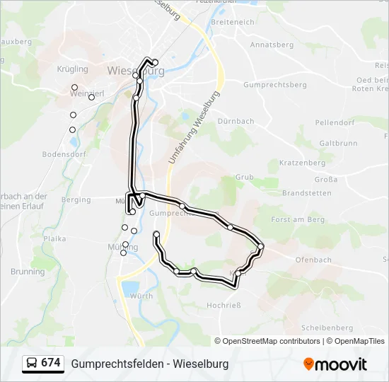 674 Bus Line Map