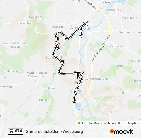 674 Bus Line Map