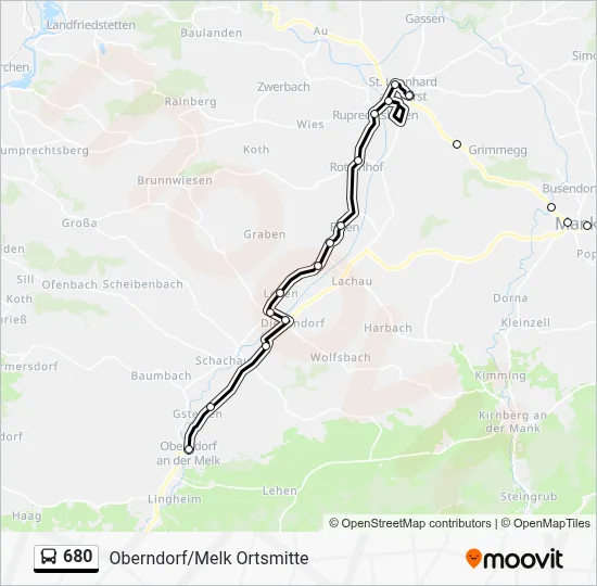 680 Route: Fahrpläne, Haltestellen & Karten - Oberndorf/Melk Ortsmitte ...