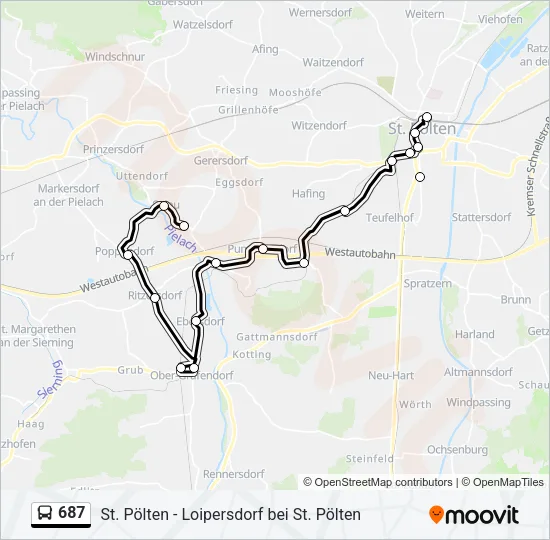 687 Bus Line Map