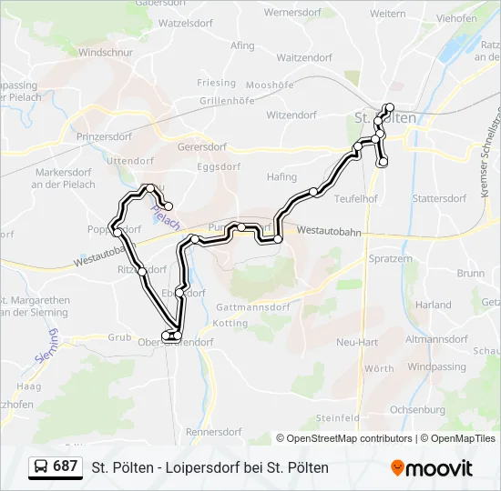687 Bus Line Map
