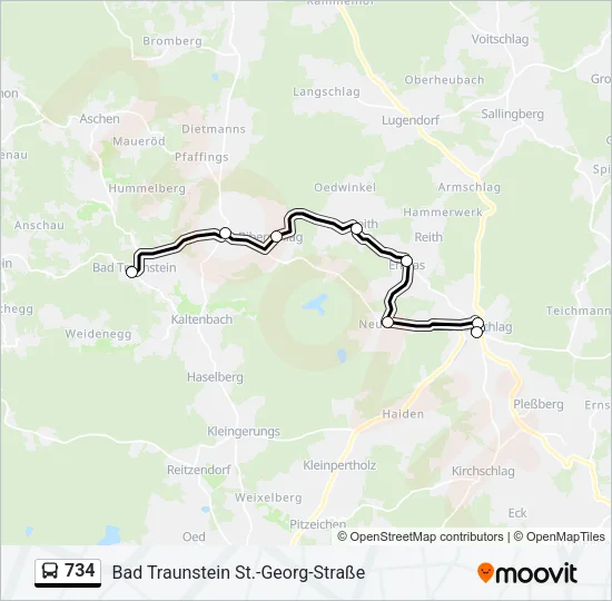 734 Bus Line Map