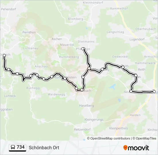 734 Bus Line Map