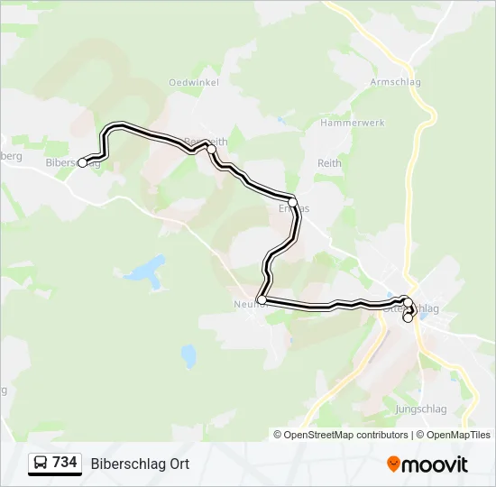 734 Bus Line Map
