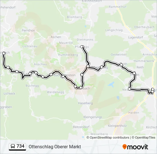 734 Bus Line Map
