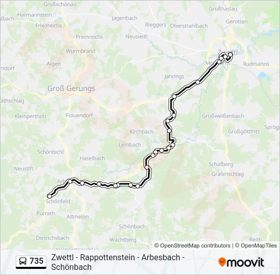 735 Bus Line Map