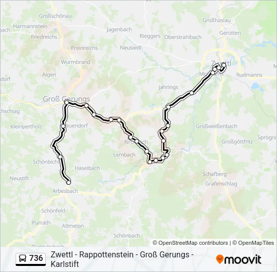 736 Bus Line Map