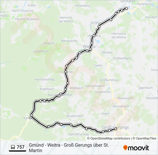 757 Bus Line Map