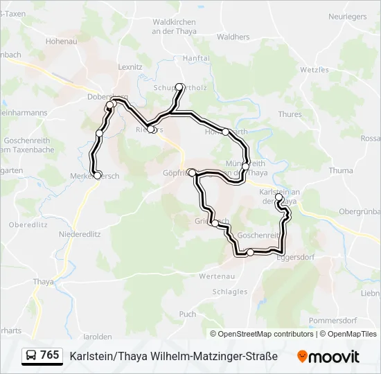 765 Bus Line Map