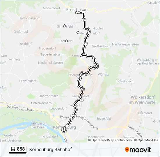 858 Bus Line Map
