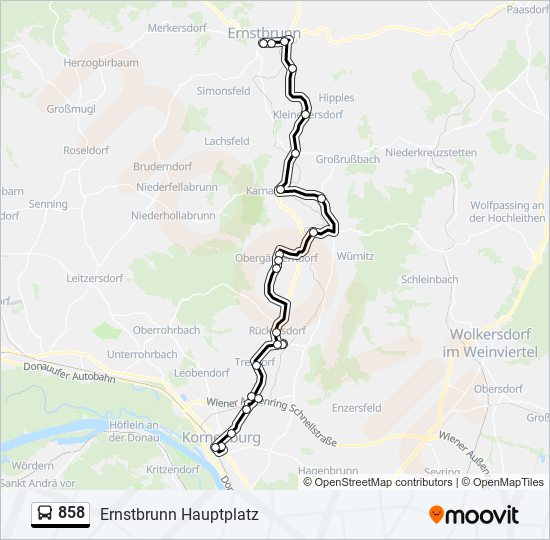 858 bus Line Map