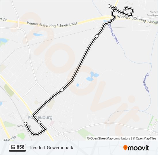 858 bus Line Map