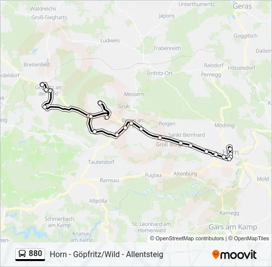 880 Bus Line Map