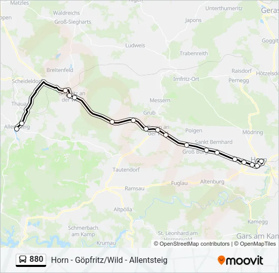 880 Bus Line Map