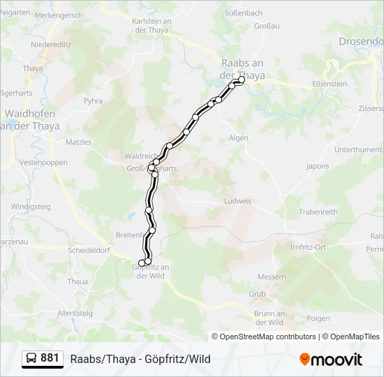 881 Bus Line Map