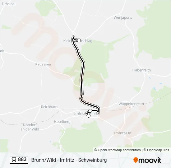 883 Bus Line Map