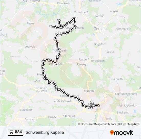 884 Bus Line Map