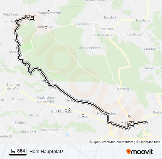 884 bus Line Map