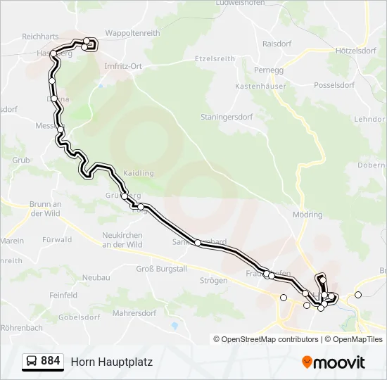 884 Bus Line Map