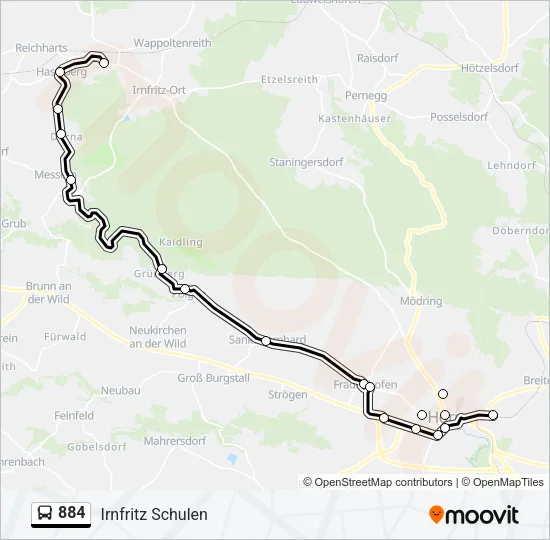 884 Bus Line Map