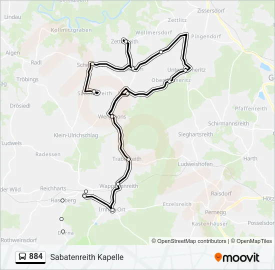 884 Bus Line Map
