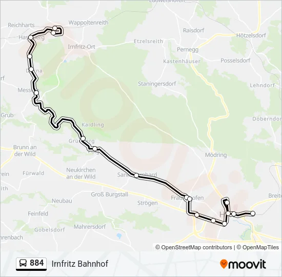 884 Bus Line Map