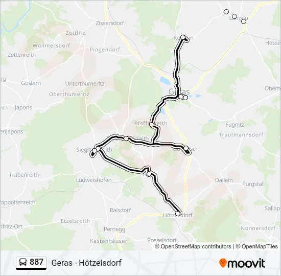887 Bus Line Map