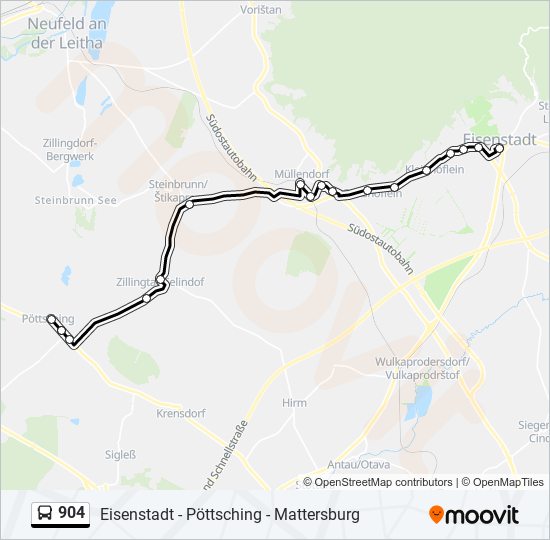 904 bus Line Map