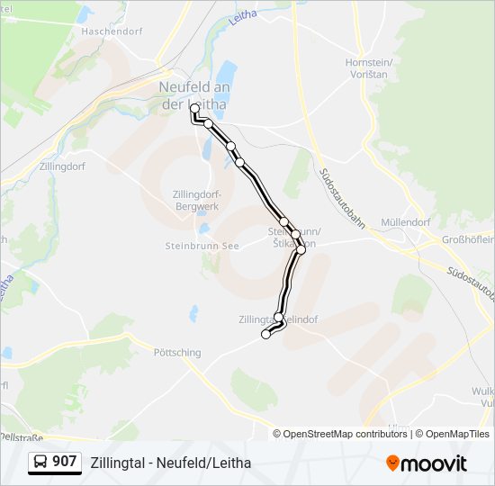 907 bus Line Map