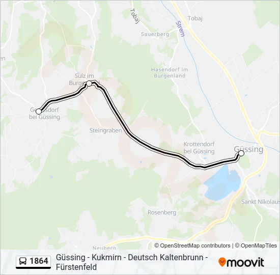 1864 Bus Line Map