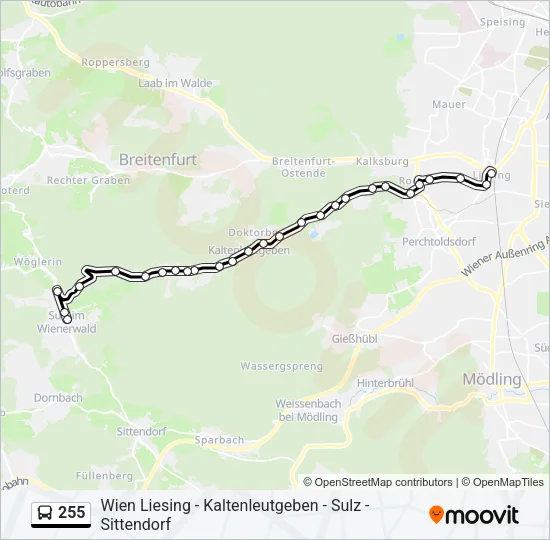 255 Bus Line Map